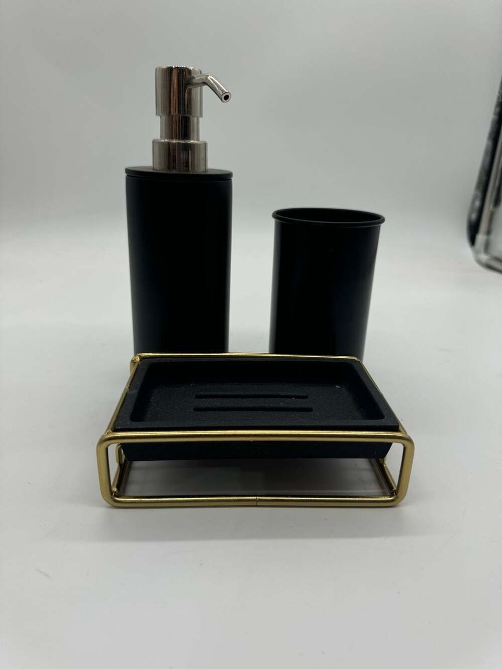 3  pc Black & Gold Bathroom set